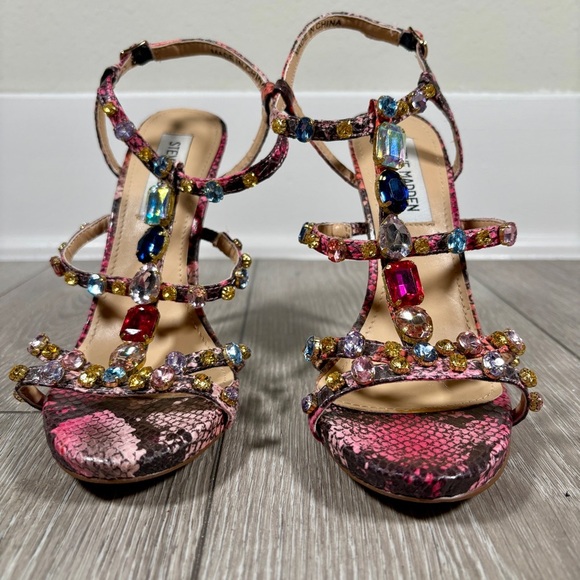 NWOB Steve Madden Majestic Jewel-Toned Strappy Stiletto Heels Size 6.5 - Picture 4 of 7